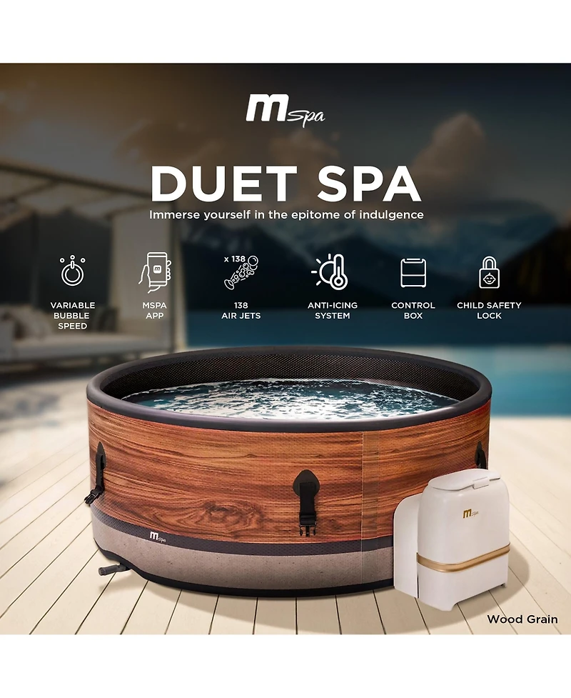 MSpa M Spa Round Inflatable Bubble Massage Spa, 4 to 6 Person Outdoor Hot Tub, Duet