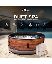 MSpa M Spa Round Inflatable Bubble Massage Spa, 4 to 6 Person Outdoor Hot Tub, Duet