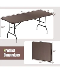 Sugift 6 Feet Portable Folding Table with Rattan-Look Hdpe Top and Lock