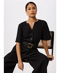 Whistles Women's Fiona Linen Button Jumpsuit