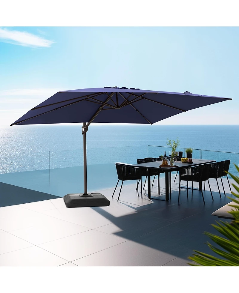 Pellebant Outdoor Patio 9X12Feet Aluminum Cantilever Umbrella With Umbrella Base