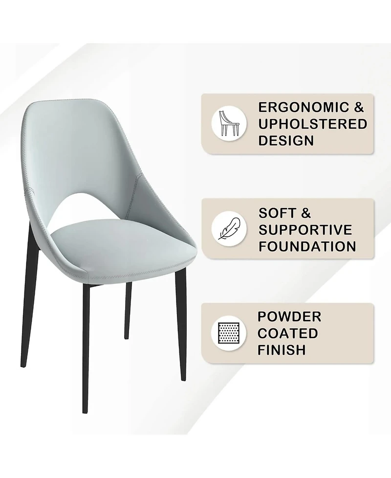 LeisureMod Amalfi Upholstered Fabric Dining Chair Modern Side with Iron Legs, Mid-Century Accent for Room or Kitchen