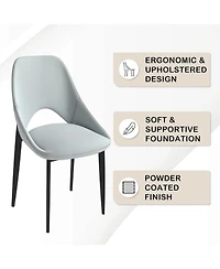 LeisureMod Amalfi Upholstered Fabric Dining Chair Modern Side with Iron Legs, Mid-Century Accent for Room or Kitchen