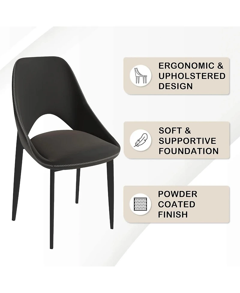 LeisureMod Amalfi Upholstered Fabric Dining Chair Modern Side with Iron Legs, Mid-Century Accent for Room or Kitchen