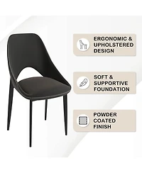 LeisureMod Amalfi Upholstered Fabric Dining Chair Modern Side with Iron Legs, Mid-Century Accent for Room or Kitchen
