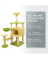Streamdale Furniture flower cat tree with large condo removable flower cushion and hammock