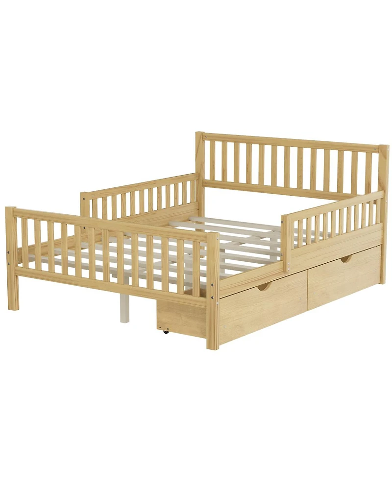 Streamdale Furniture Twin Wood Platform Bed With Rails and 2 Drawers