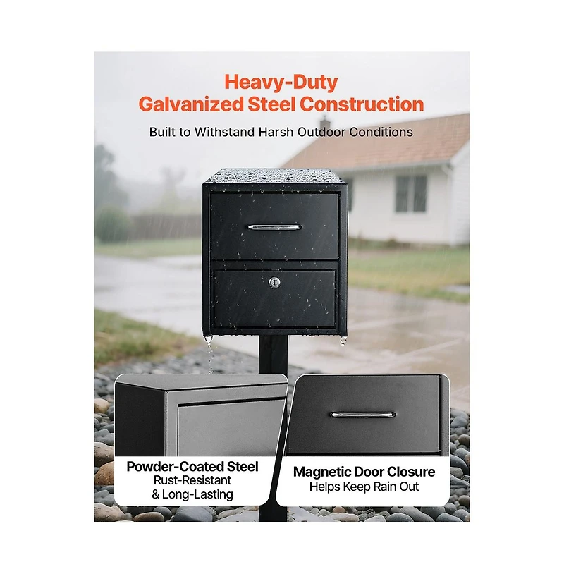 Sugift Post Mount Mailbox Anti-Pry and Anti-Theft Mailboxes for Outside Heavy Duty Lockable Mail