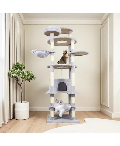 Streamdale Furniture 78.8" Cat Tree Tower with Large Condo, Hammock, and Scratching Posts
