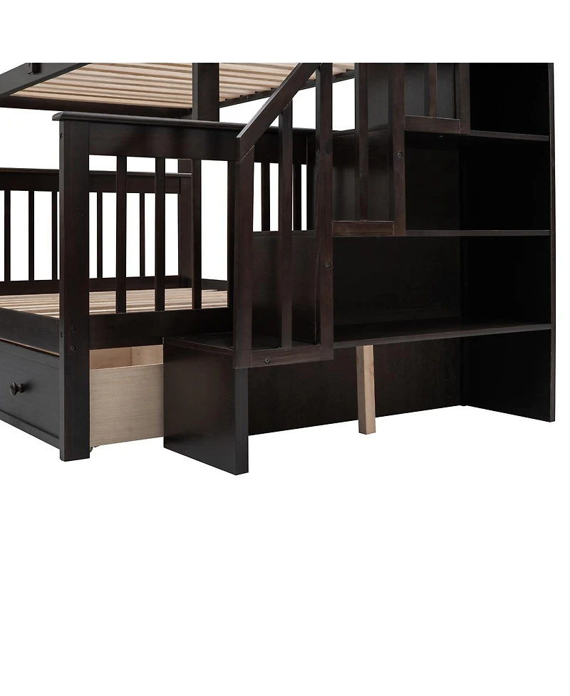 Streamdale Furniture Twin-Over-Full Stairway Bunk Bed with Storage