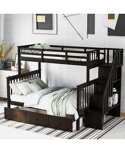 Streamdale Furniture Twin-Over-Full Stairway Bunk Bed with Storage