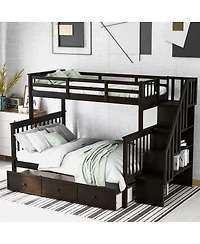 Streamdale Furniture Twin-Over-Full Stairway Bunk Bed with Storage