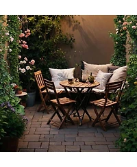 Slickblue Outdoor Bistro Set with Slatted Seat and Tabletop for Backyard