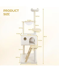 Streamdale Furniture wood cat tree with large condo wood ladder and transparent spacecraft 165cm