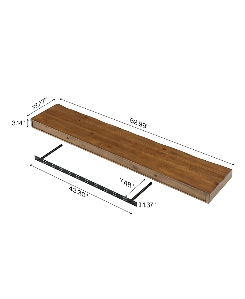Tribesigns Floating Tv Stand for up to 65", Solid Wood Wall Mounted Tv Shelf, Mid Century Modern Media Console Entertainment Center