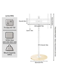 Unho Adjustable Standing Rolling Tv Stand 40-75" Heavy Duty Mobile Tv Mount Max Vesa 600400