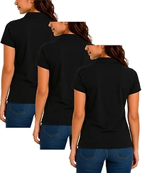Jump Start Women's Juniors 3-Button Short Sleeve Stretch Pique Polo Shirts School Uniform-3 Pack