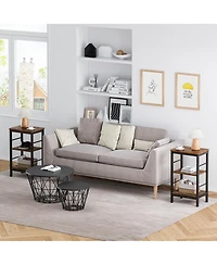 homfan Set of 2 Space-Saving 3-Tier Narrow End Table with Storage Shelf - Modern Sturdy Side Table for Living Room, Bedroom, Hallway