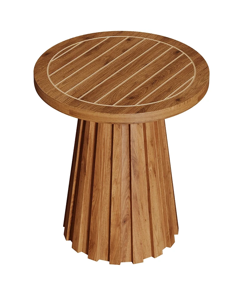 Tribesigns Round Side Table, Solid Wood End Table with Fluted Base, Modern Rustic Night Stand for Living Room, Bedroom, Small Space