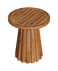 Tribesigns Round Side Table, Solid Wood End Table with Fluted Base, Modern Rustic Night Stand for Living Room, Bedroom, Small Space