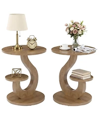 Tribesigns Solid Wood End Table, Farmhouse Side Table with 2-Tier Storage Shelf, Rectangle Bedside Tables Accent Nightstand
