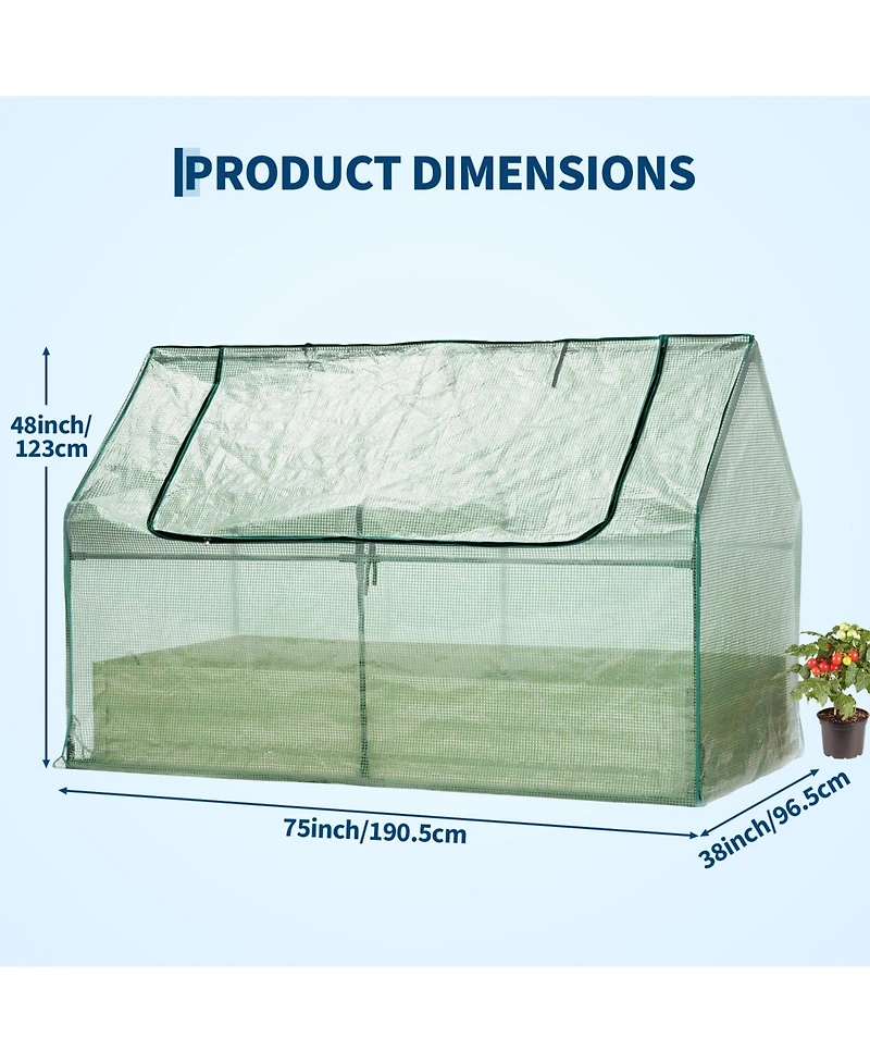 gaomon Galvanized Metal Raised Garden Bed Kit with Greenhouse Cover Self-Watering Irrigation and Insect Net for Vegetables, Flowers and Herbs