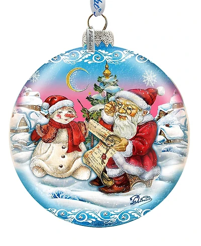 G.DeBrekht Limited Edition Oversized Retro Santa List Ball Glass Ornament