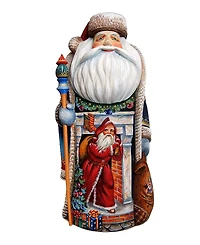 G.DeBrekht Woodcarved and Hand Painted Coming To Town Santa Claus Figurine