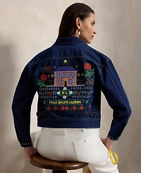 Polo Ralph Lauren Women's Spread Collar Beaded Denim Trucker Jacket