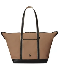 Polo Ralph Lauren Women's Leather-Trim Canvas Large Shopper Tote
