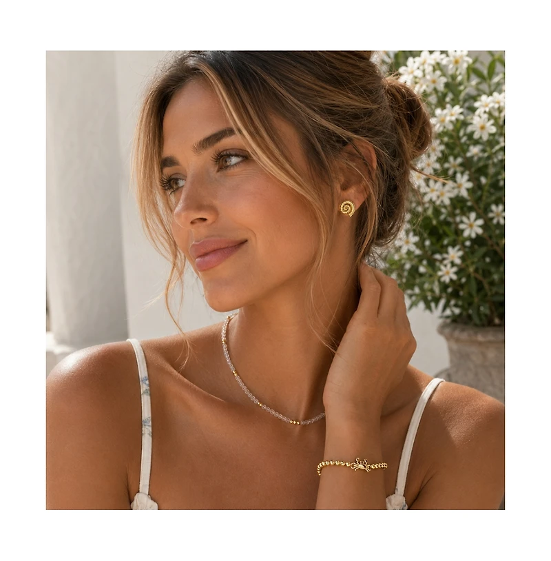 Dloria Golden Tide Shell Stud Earrings