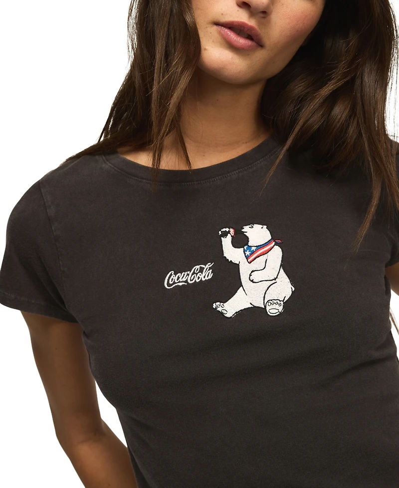 Lucky Brand Women's Coca Cola Bear Baby Crewneck T-Shirt