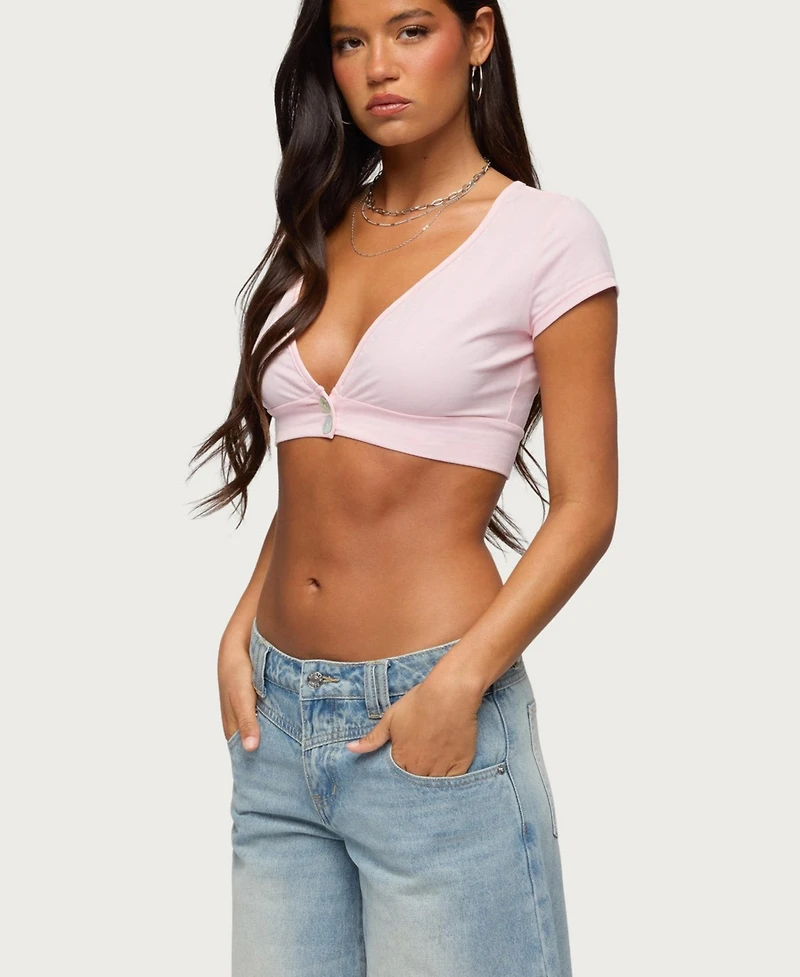 Edikted Women's Cecey Button Up Crop Top