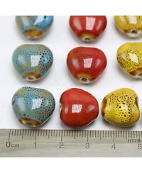 Sevorley 50Piece Set Ceramic Heart-Shaped Loose Beads for Diy Jewelry