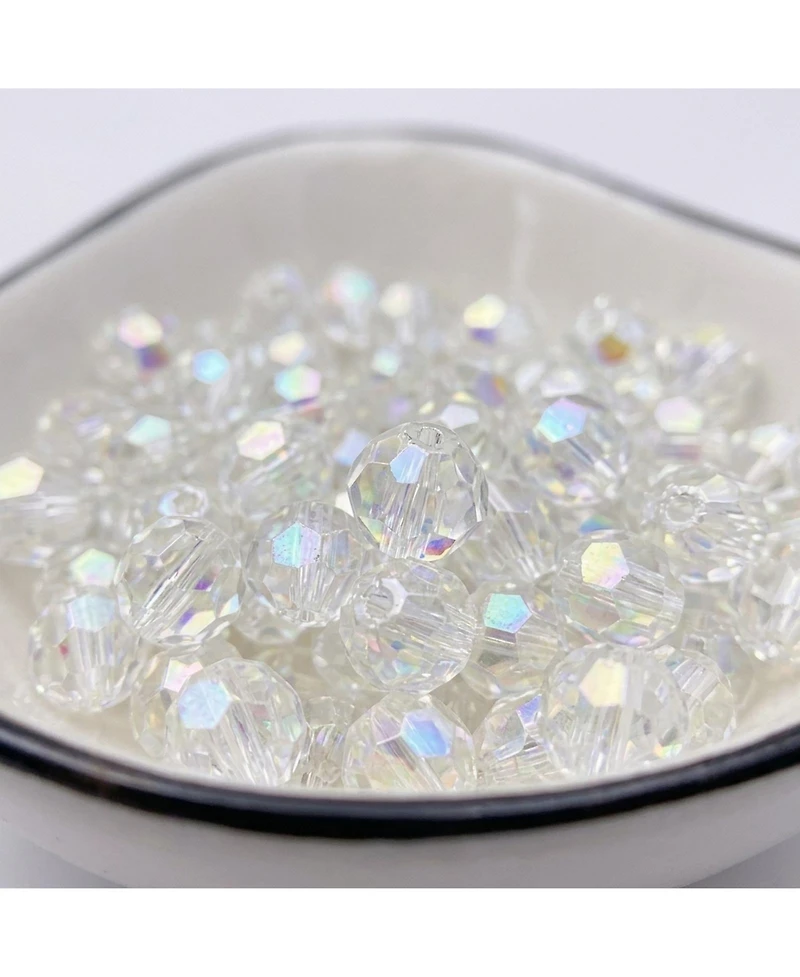 Sevorley 640Piece Set 8mm Acrylic Faceted Round Loose Beads for Diy Jewelry
