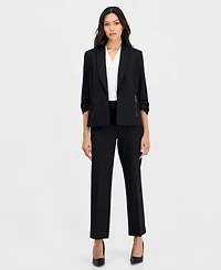 Anne Klein Essentials Petite 3/4-Sleeve Open-Front Zip-Pocket Jacket