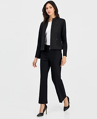 Anne Klein Essentials Petites Scuba Zip-Front Moto Jacket