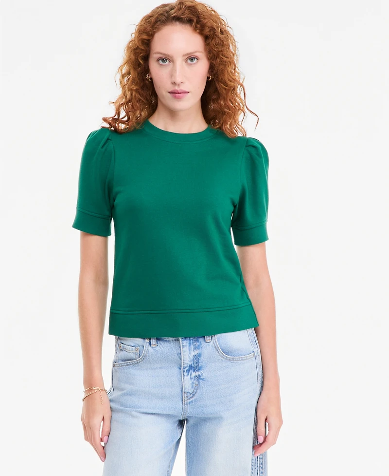 On 34th Women's Puff-Sleeve French Terry Sweatshirt, Macy's Exclusive