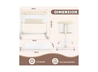 Kinder King Baby Bassinet Bedside Sleeper with Wheels, Adjustable Height and Mesh Sides