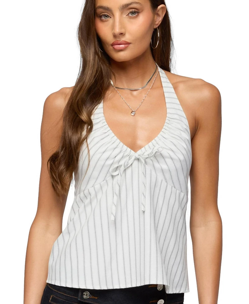 Edikted Women's Breya Striped Babydoll Halter Top