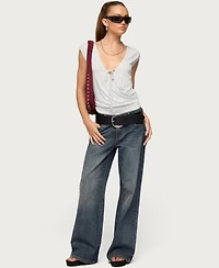 Edikted Women's Tie Front V Neck Wrap Top