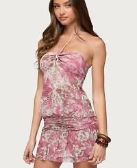 Edikted Women's Tessa Floral Split Front Halter Top