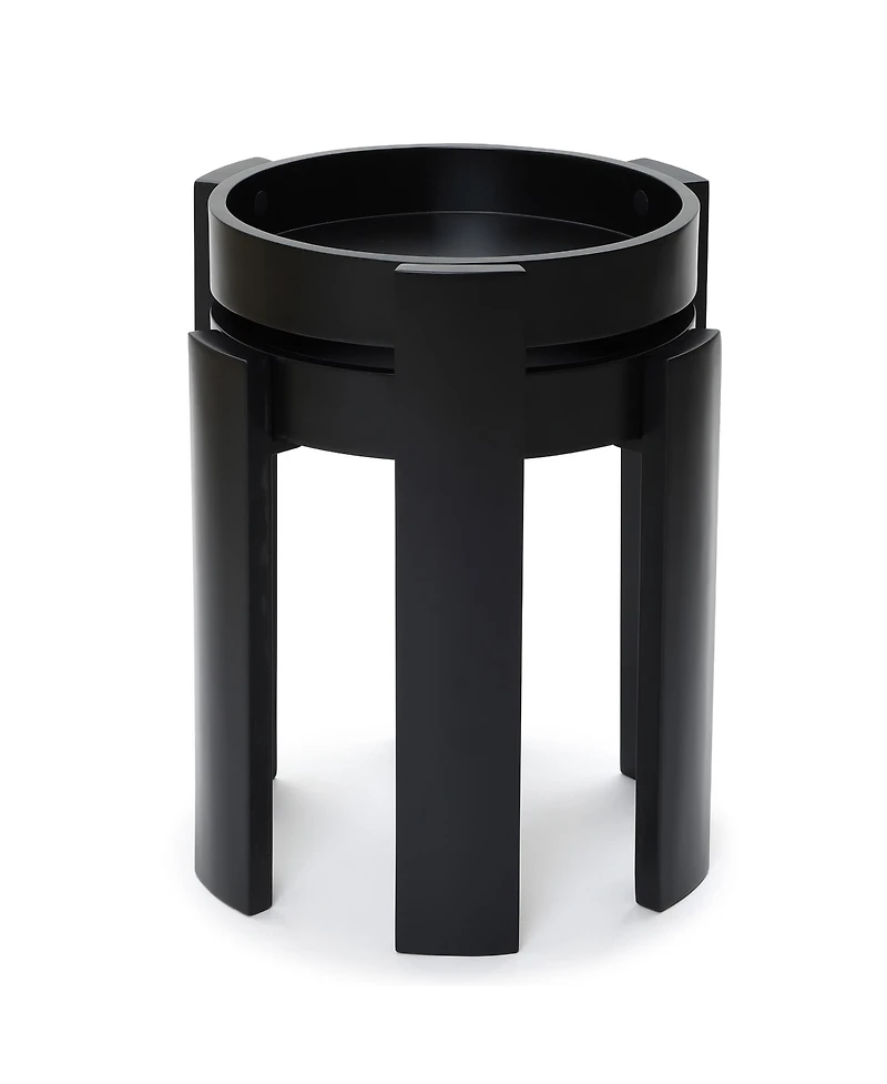 LuxenHome Black Nesting Side Tables Set of 2, Round Mdf End Tables for Living Room, Painted Finish