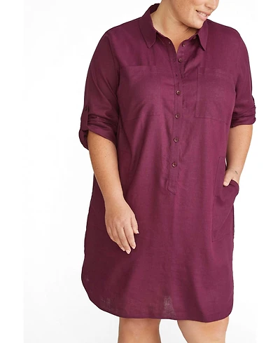 Universal Standard Plus Linen Rubicon Shirtdress