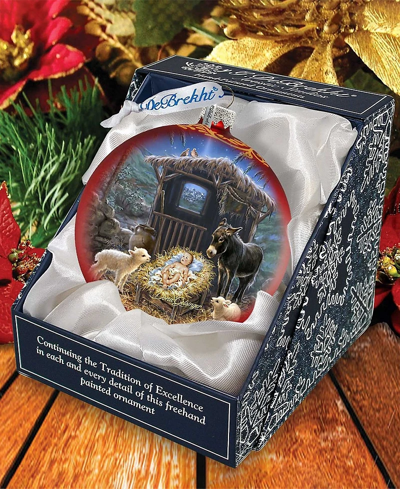 G.DeBrekht Born in A Stable Glass Ornament by Dona Gelsinger