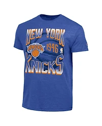 Champion Men's Royal New York Knicks Basketball Background Tri-Blend T-Shirt