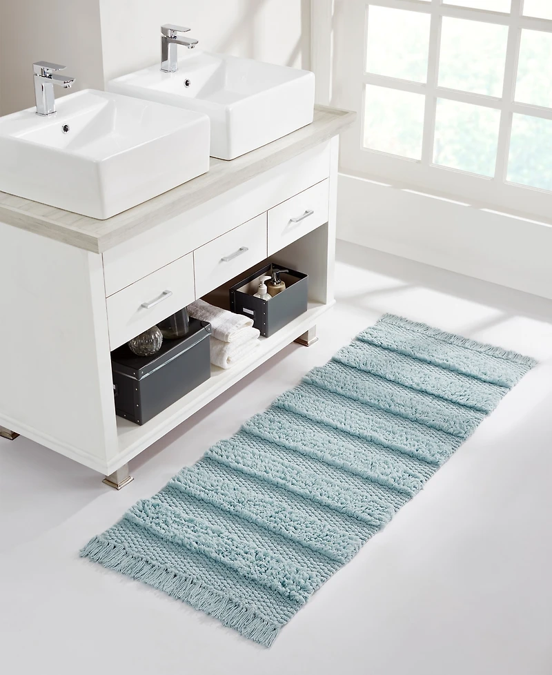 Vcny Home Savannah Fringe Stripe Bath Rug Runner, 24" x 60"