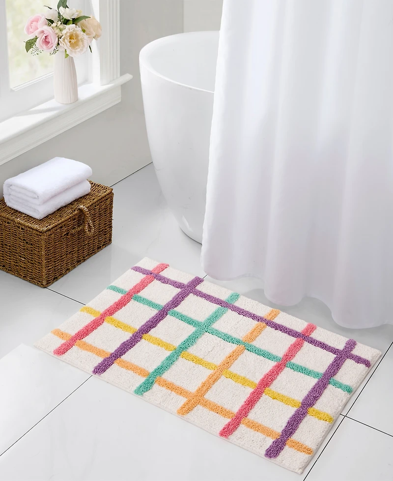Hallmark Chromatic Grid Cotton Rich Bath Rug, 20" x 30"