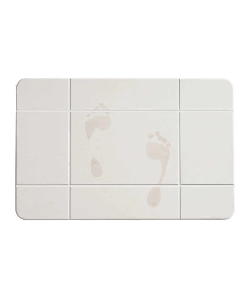 Vcny Home Carved Grid Diatomite Stone Bath Mat, 16" x 24"