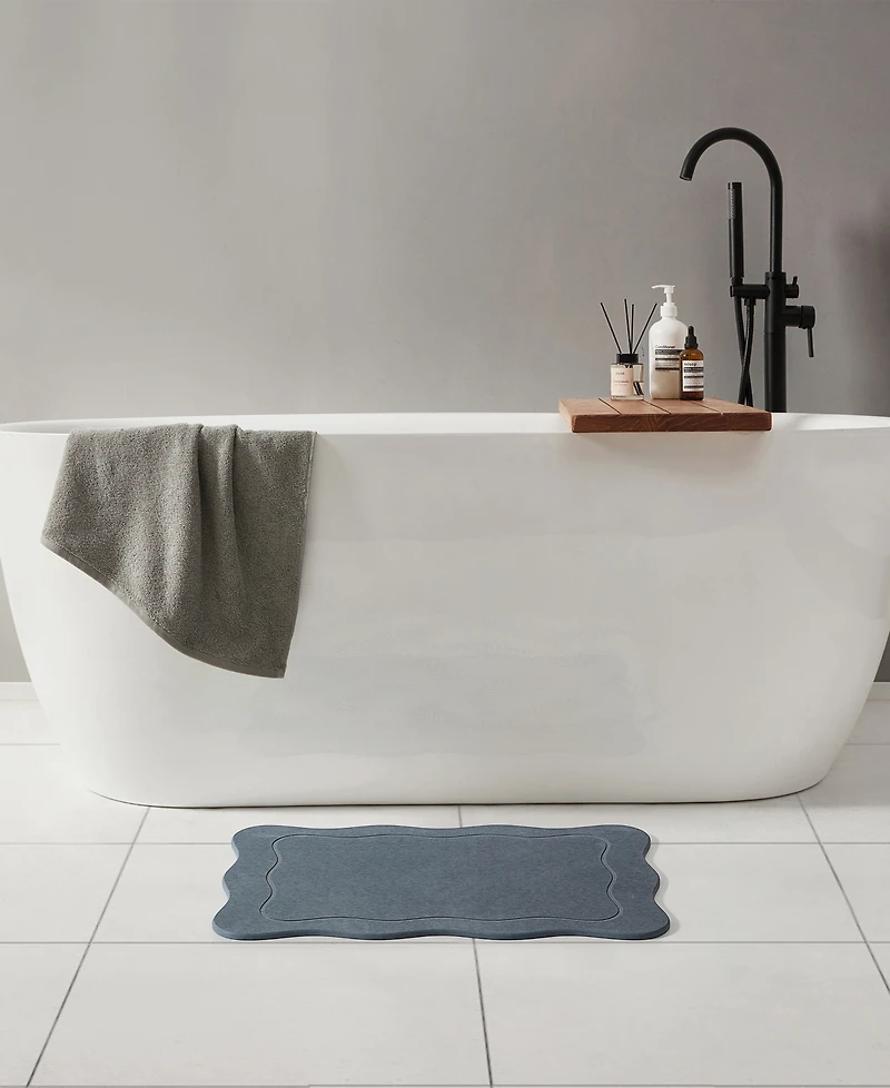 Vcny Home Carved Scallop Diatomite Stone Bath Mat, 16" x 24"